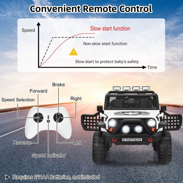 2-Seat Kids Ride on Truck with Parent Remote Control-White