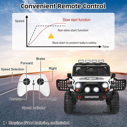 2-Seat Kids Ride on Truck with Parent Remote Control-White