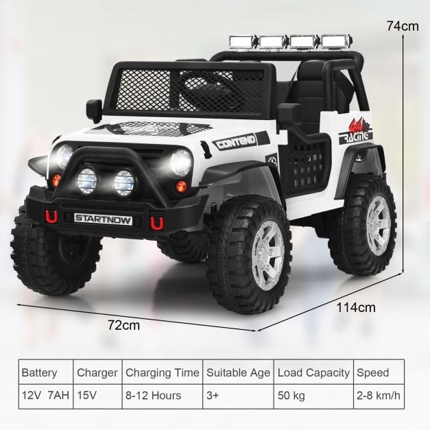 2-Seat Kids Ride on Truck with Parent Remote Control-White