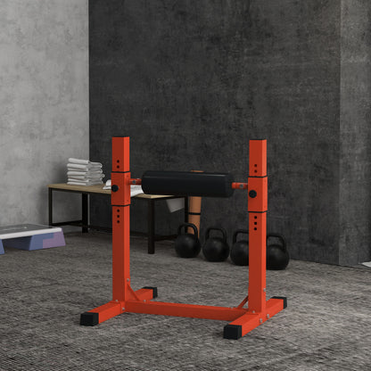 SPORTNOW Bulgarian Split Squat Stand, 12-Level Adjustable Single Leg Squat Machine with Foam Roller and Anti-Slip Pads for Lower Body Strength Training, Red