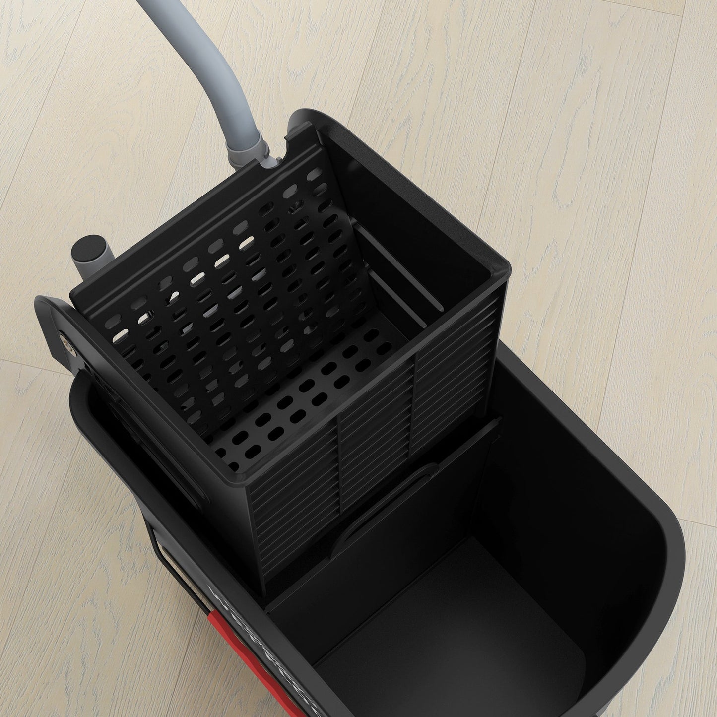 20L Mop Bucket with Wringer and Handle, Mop Bucket on Wheels for Floor Cleaning, Separate Dirty and Clean Water, Black