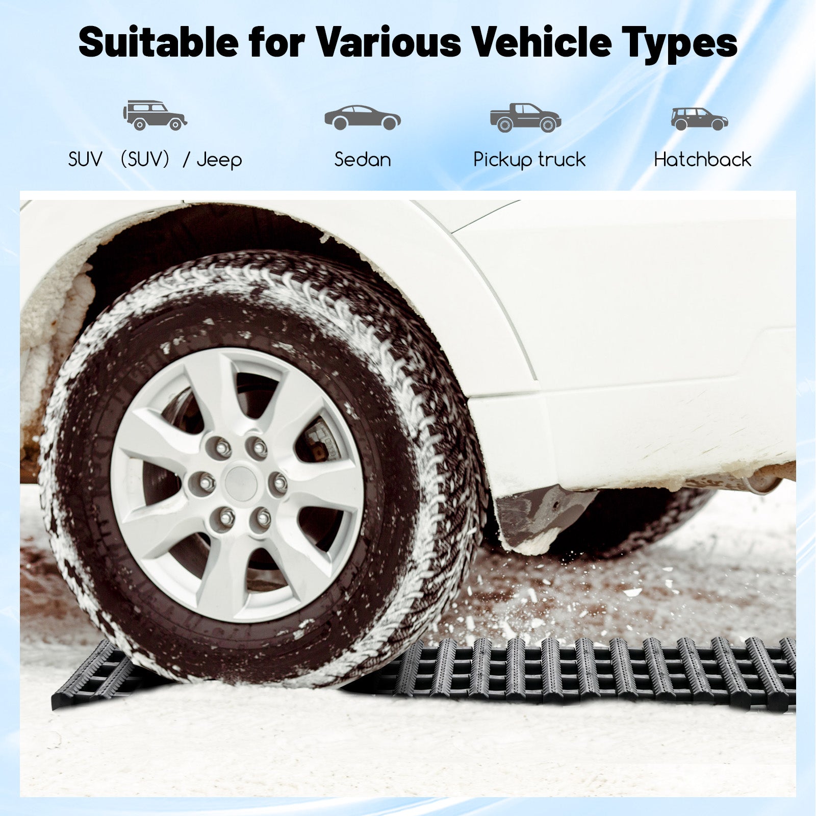 2 Pack Tire Traction Mats Portable TPR Recovery Track Pad with Bag-L