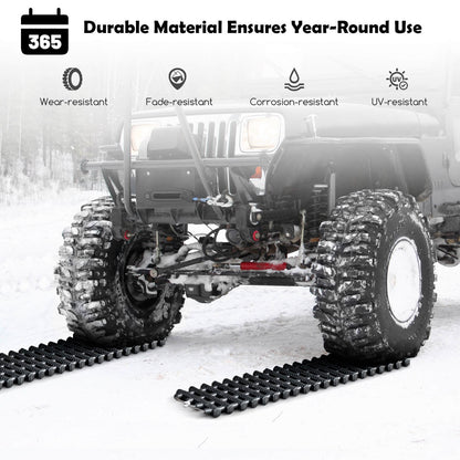 2 Pack Tire Traction Mats Portable TPR Recovery Track Pad with Bag-M