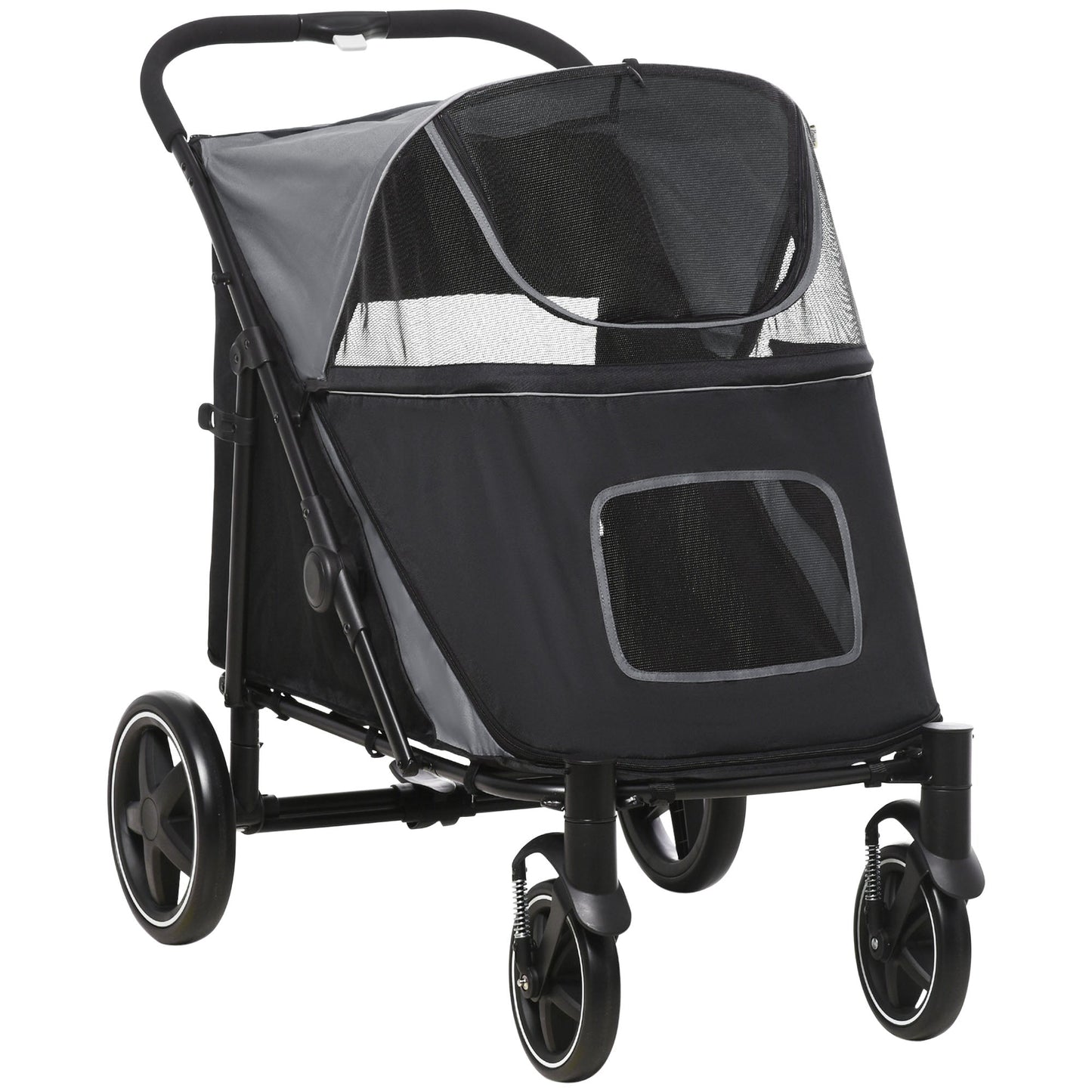 PawHut Foldable Pet Stroller, with Universal Wheels, Shock Absorber, for Medium and Large Dogs - Black