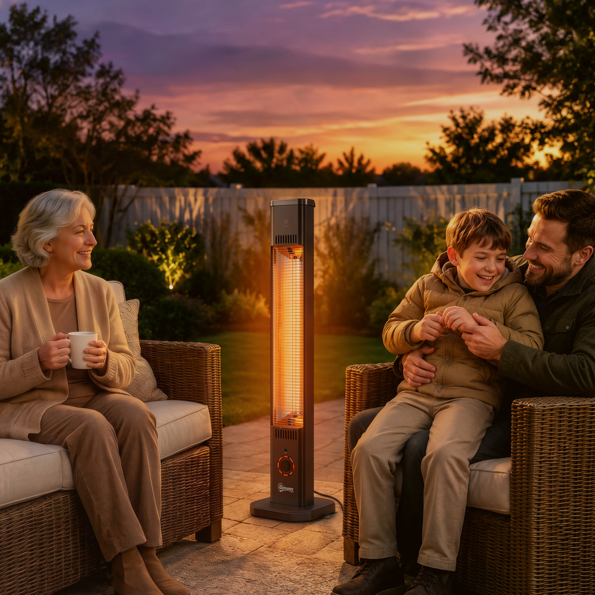 Outsunny 2000 W Electric Infrared Patio Heater with Cover, Free Standing/Wall Mounted IP65 Outdoor Garden Heater, Black
