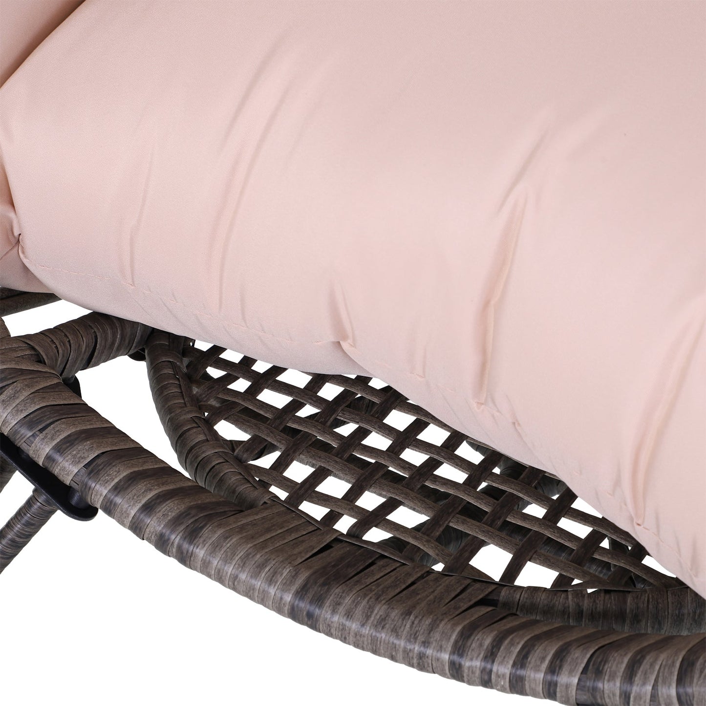 Outsunny Garden Egg Chair, łezkowaty zewnętrzny fotel rattanowy PE z miękką, wyściełaną poduszką na całej powierzchni, szary