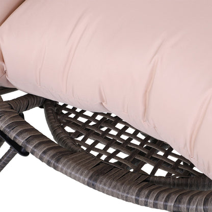 Outsunny Garden Egg Chair, łezkowaty zewnętrzny fotel rattanowy PE z miękką, wyściełaną poduszką na całej powierzchni, szary