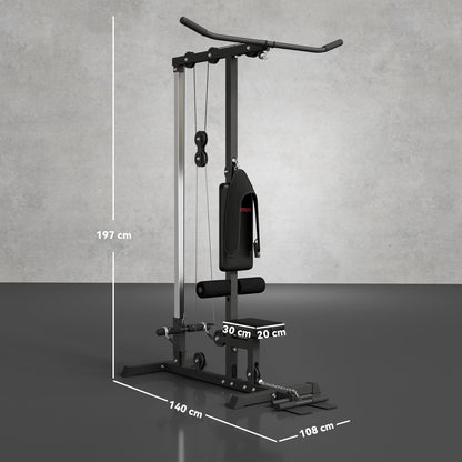 SPORTNOW Pull Up Station, Power Cage with Adjustable Seat, for Home Gym - Black