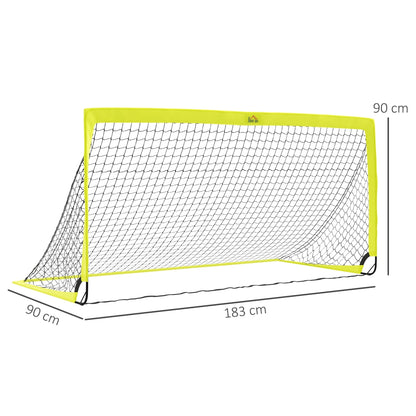 HOMCOM Two Football Goal Nets, Foldable Outdoor Sport Training Equipment, for Teens, Adults, with Carrying Bag, Yellow