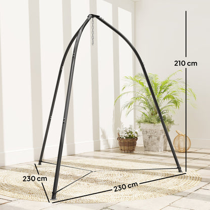Outsunny Hammock Stand for Hanging Chair Adjustable Height Tripod Hammock Chair Stand Only with Chain, 150 kg Capacity, Black
