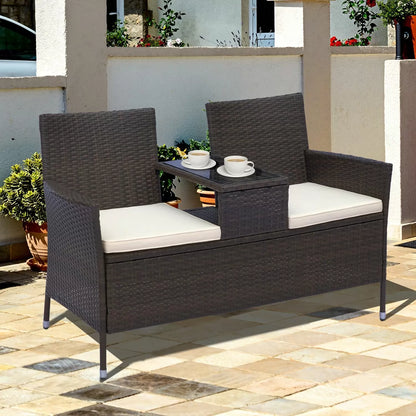 2-Seater Rattan Companion Chair - Black, Brown or Grey