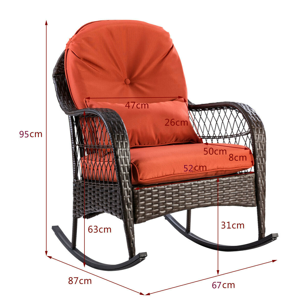 Rattan Rocking Chair with Cushions