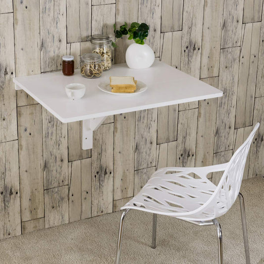 Wooden Folding Wall-Mounted Drop Leaf Table-White