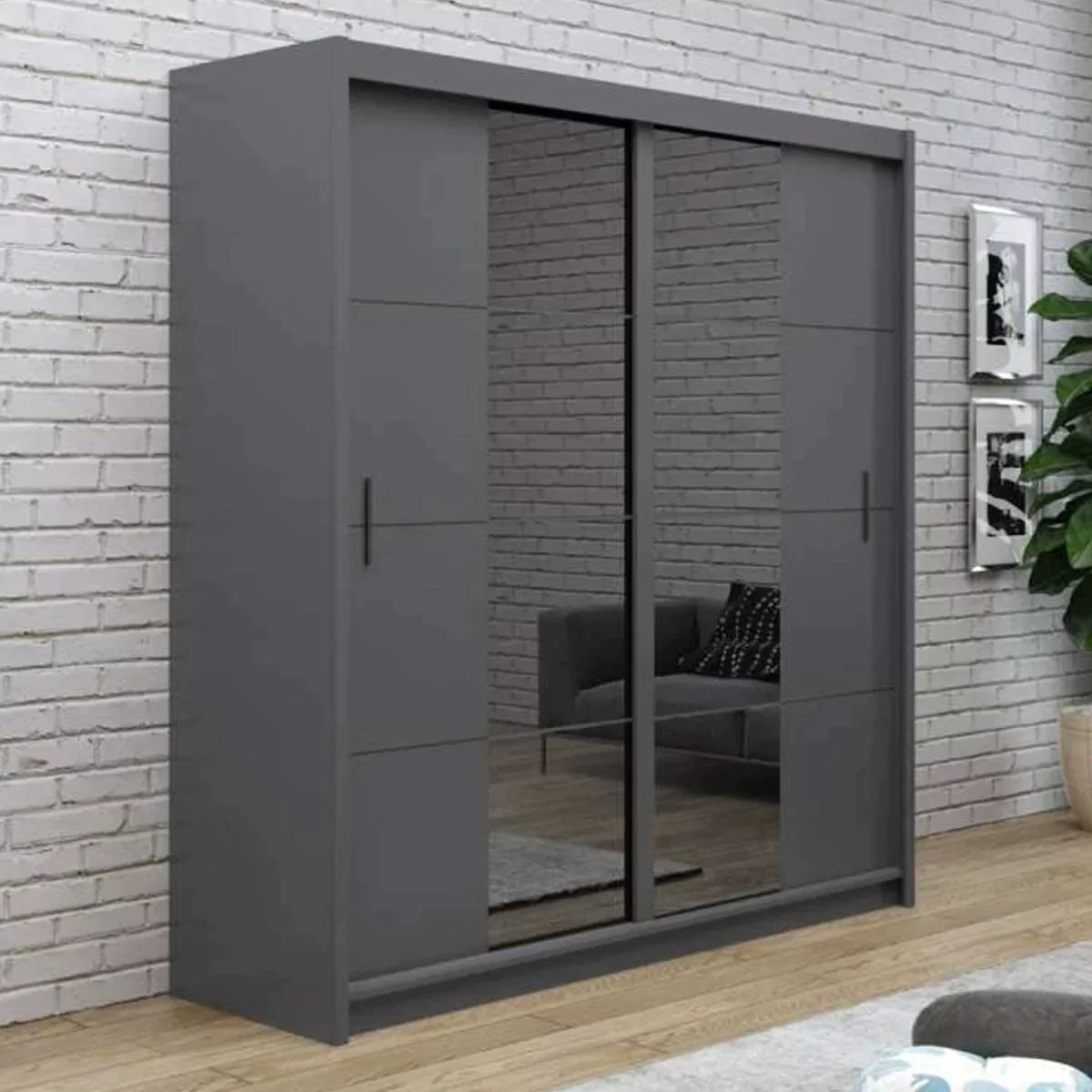 Charnwood Sliding Door Wardrobe Graphite with Glass - 203cm