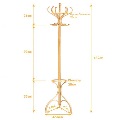 Practical Birch Coat Stand with 360°Rotating Top Tier for Hat &amp; Jacket Oak