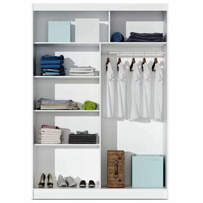 Highland Sliding Door Mirrored 150cm Wardrobe - White with Black