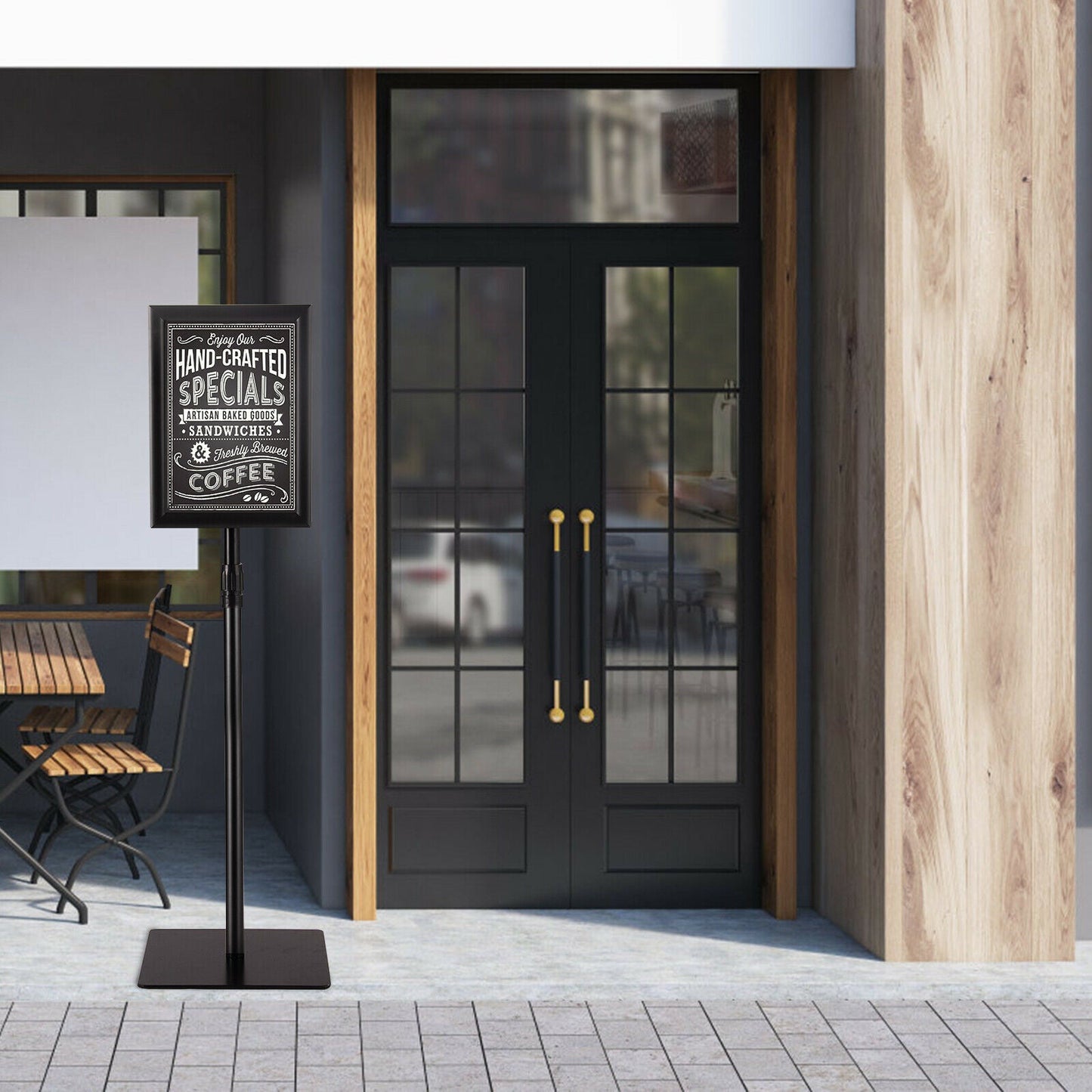 A4 Pedestal Display Stand-Black