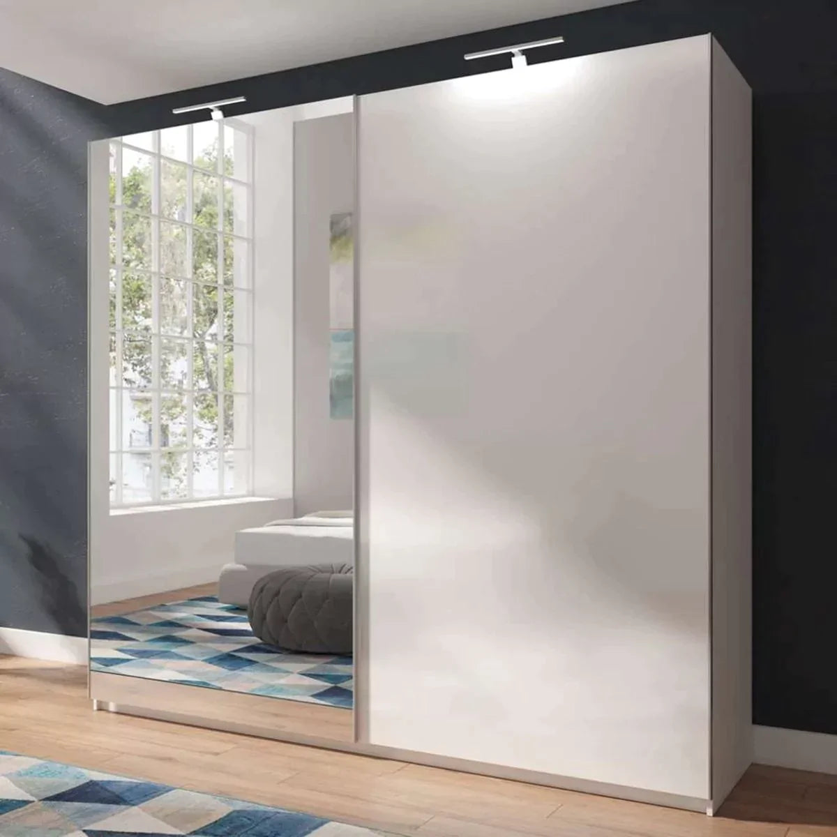 Morocco 2 Sliding Door Mirror High Gloss Wardrobe - 180cm