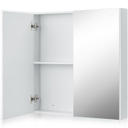 Bathroom Storage Cabinet with Double Mirror Doors