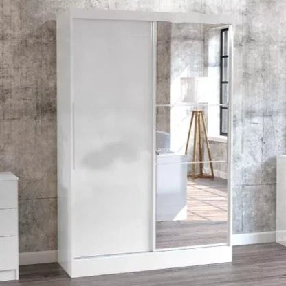 Lynx 2 Door Mirrored Sliding Wardrobe - White