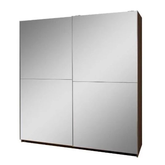 Quinn 2 Door Fully Mirrored Sliding Wardrobe White - 180cm Size