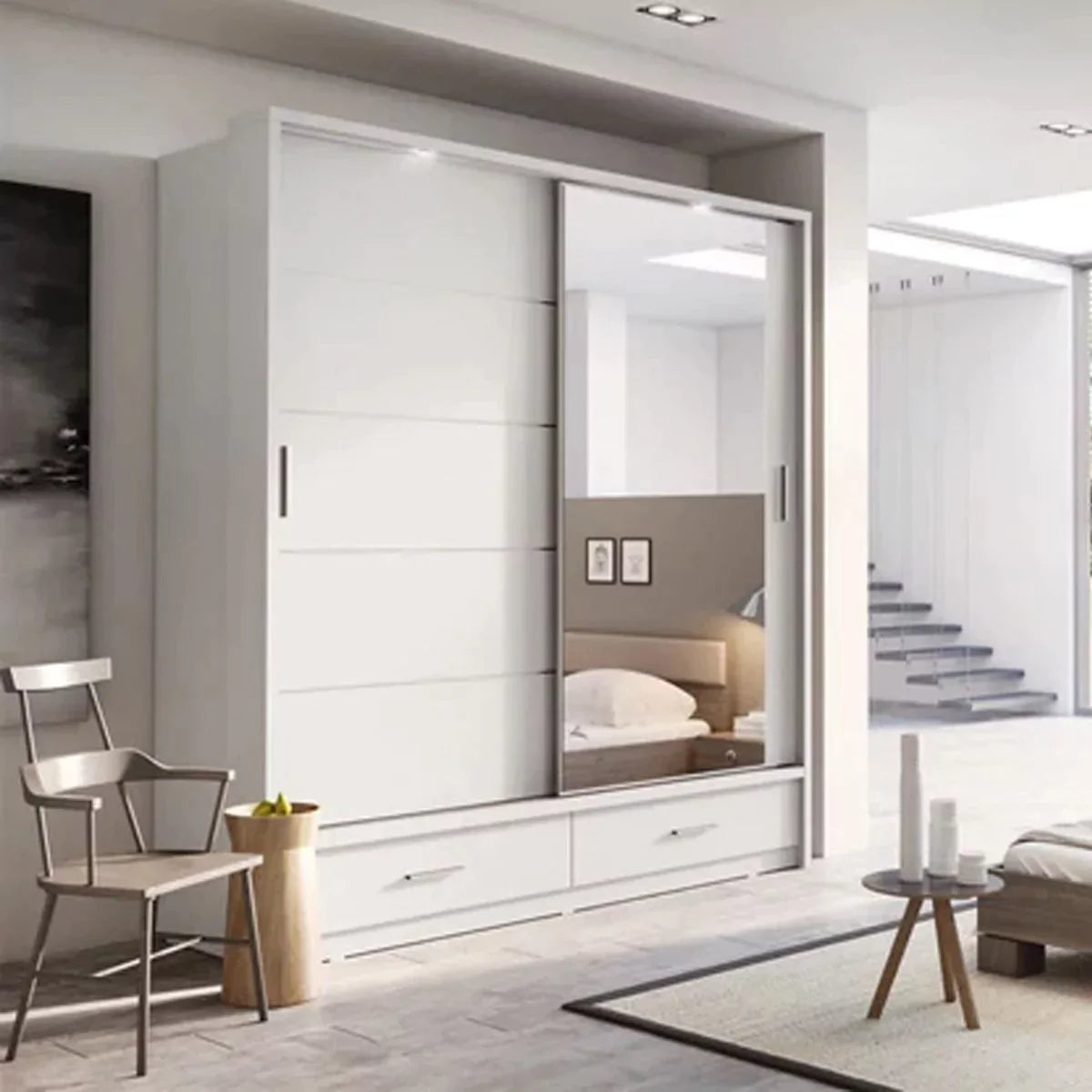 Artimas V Sliding Door Wardrobe 200cm - White Matt