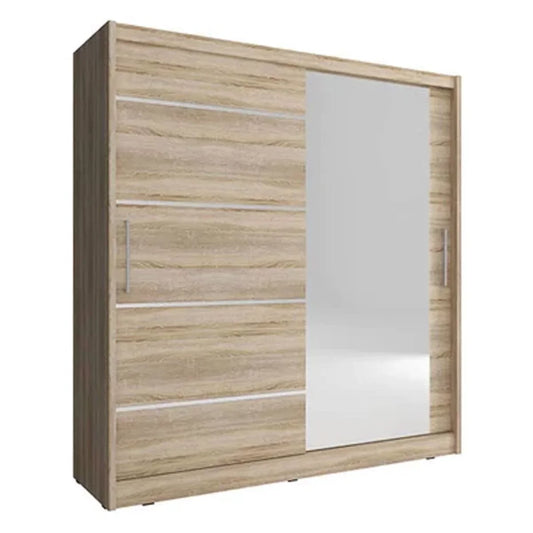 Splendor I Alu Sliding Door Wardrobe 200cm - Oak Sonoma