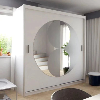 Circolo Sliding Door Wardrobe with Mirror - White