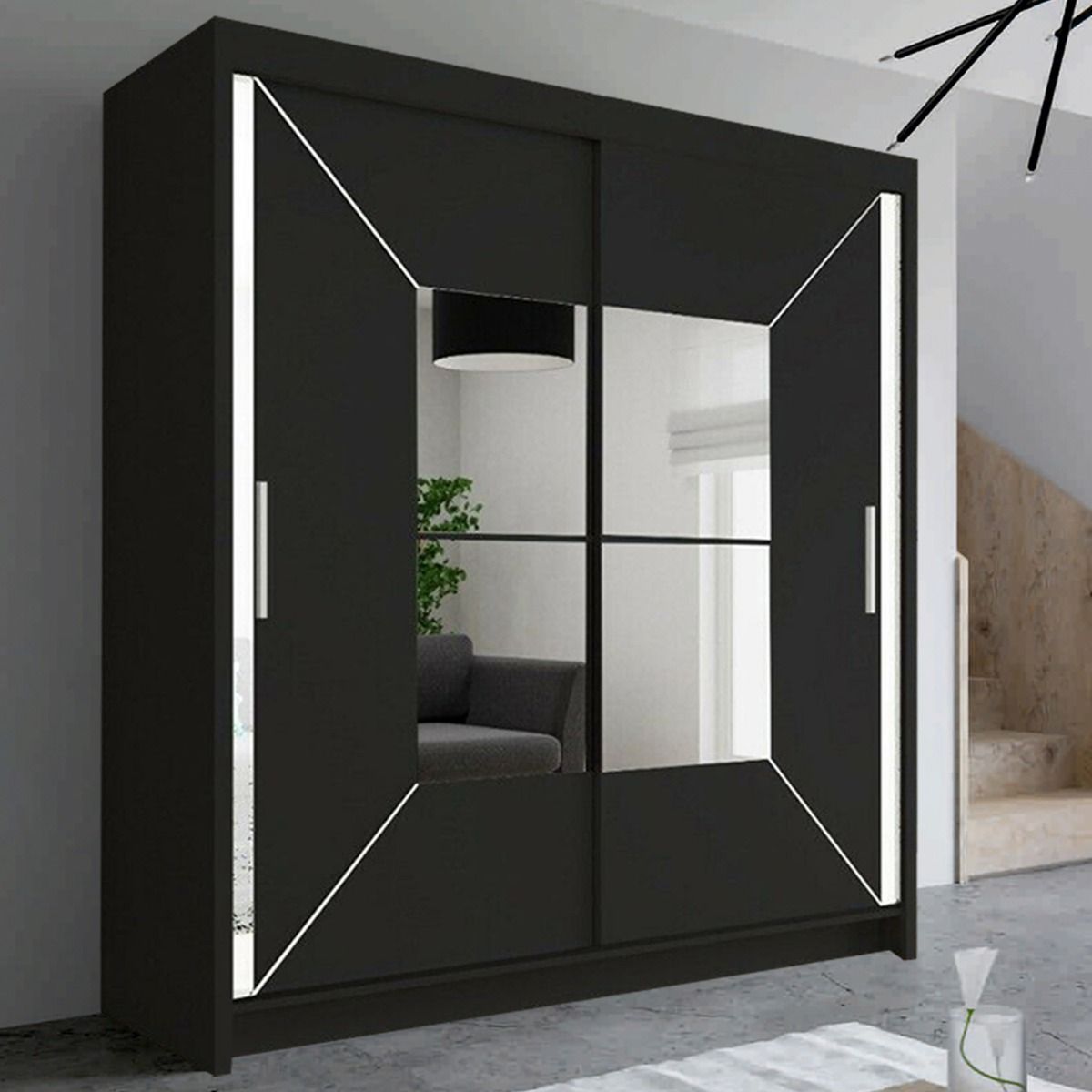 Bartholomew Mirrored Sliding Wardrobe - Grey