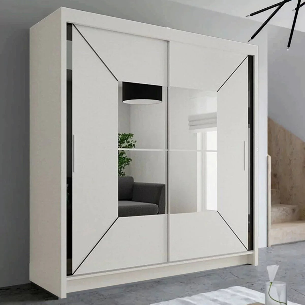 Bartholomew Mirrored Sliding Wardrobe - Black