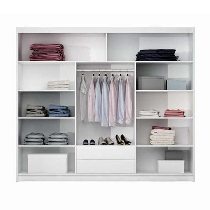 White Full Mirrored Sliding Door Wardrobe 250cm – ALDRIDGE