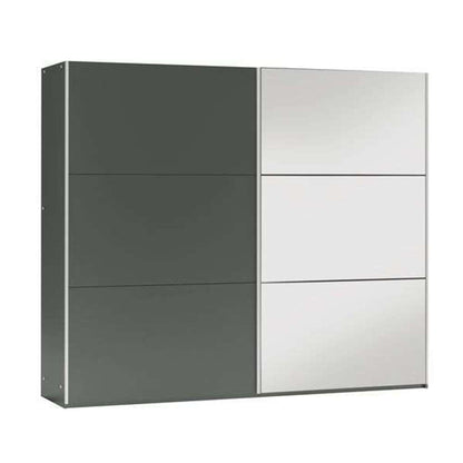 Graphite Mirrored Sliding Door Wardrobe 250cm – OXFORD