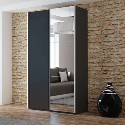 Black Mirrored Sliding Door Wardrobe 120cm – OXFORD