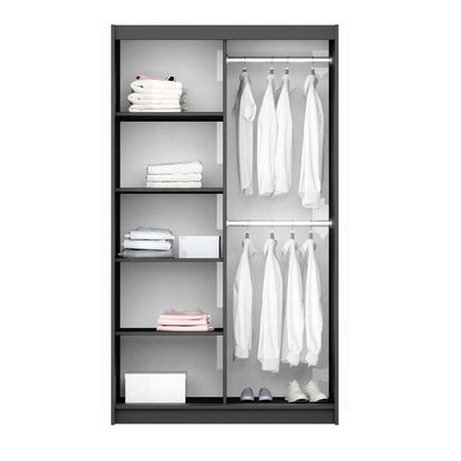 Graphite Mirrored Sliding Door Wardrobe 120cm – OXFORD