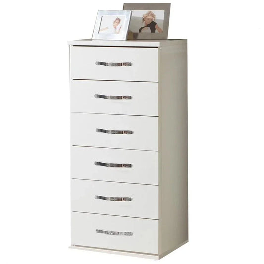 Dewi 6-Drawer Narrow Storage Chest - White