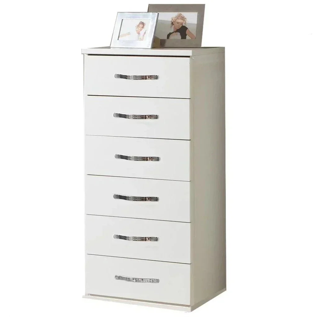 White Chest of Drawers  BUCKINGHAM Tallboy Medium Chest, 6 Drawers