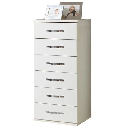 White Chest of Drawers  BUCKINGHAM Tallboy Medium Chest, 6 Drawers