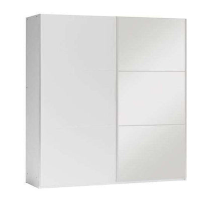 White Mirrored Sliding Door Wardrobe 250cm – OXFORD
