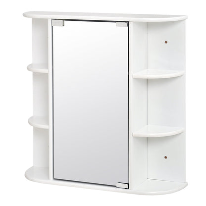 Bathroom Mirror Cabinets Wall Mounted One Door Storage Shelves Furniture White