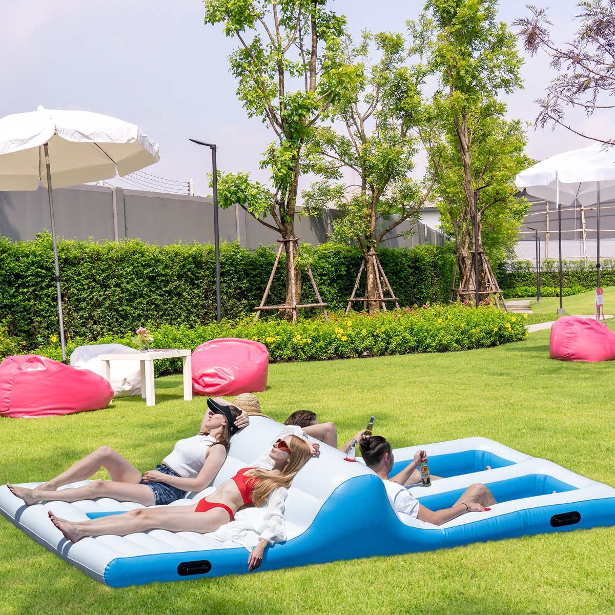 4-6 Person Floating Island with Dual Lying and Wading Areas-White