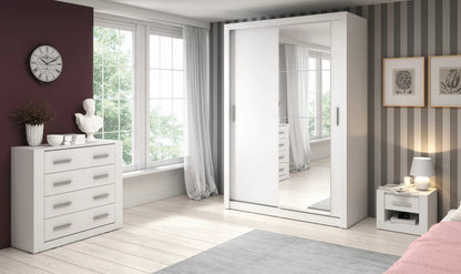 Zakhar 2 Door Sliding Wardrobe 150cm - Black, White, Grey or Oak