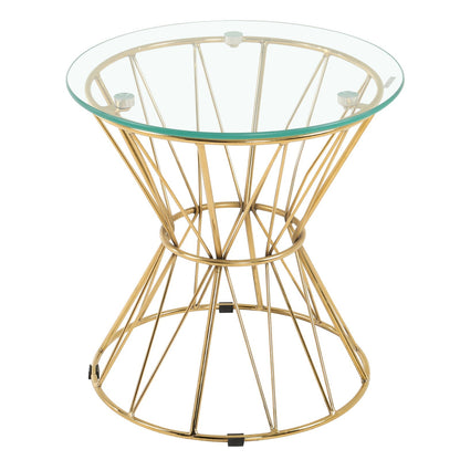 Round End Table Coffee Table Gold/Silver Based Side Table