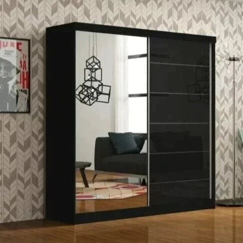 Infinite Oak High Gloss Sliding Door Wardrobe - 150cm and 180cm