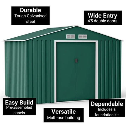 Waterproof 6x8/8x8/10x8ft Metal Shed With Gable Roof