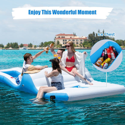 4-6 Person Floating Island with Dual Lying and Wading Areas-White
