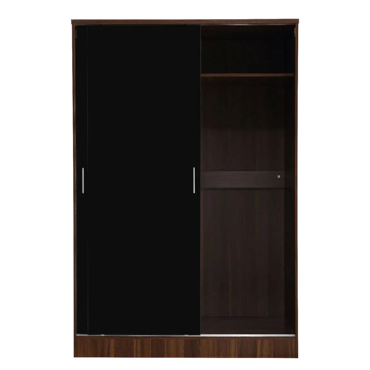 3 Piece Reflect XL 2 Door Sliding Wardrobe Set - Black & Walnut