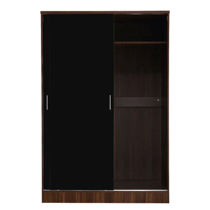 4 Pcs Reflect XL 2 Door Sliding Wardrobe Set - Black & Walnut