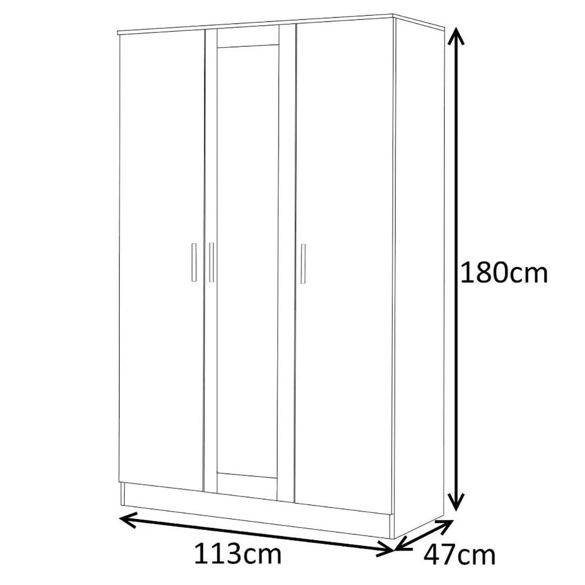 Reflect 3 Door Mirror Wardrobe Set - Various Colours