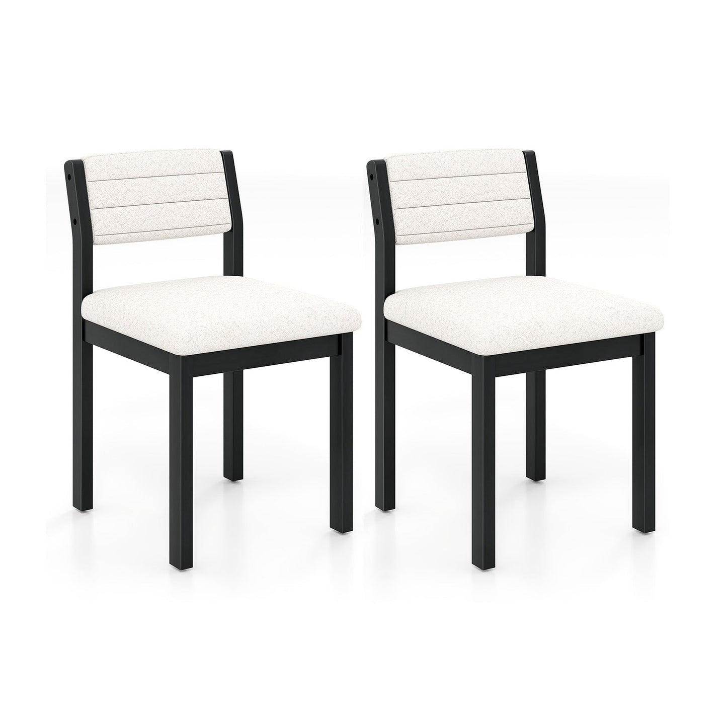Set of 2 Dining Chairs Sherpa Upholstered Armless Chair with Wood Frame-White
