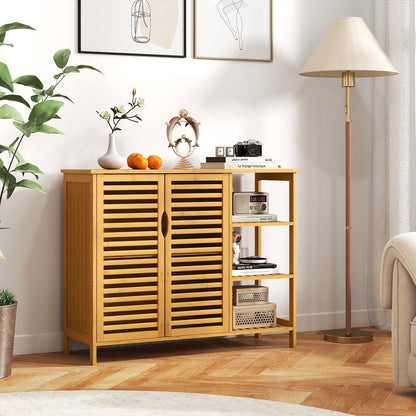 2-Door Bamboo Bathroom Cabinet with Shelves-Natural
